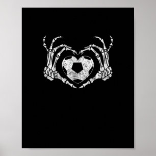 Poster Soccer Coração Esqueleto Figurino de Halloween