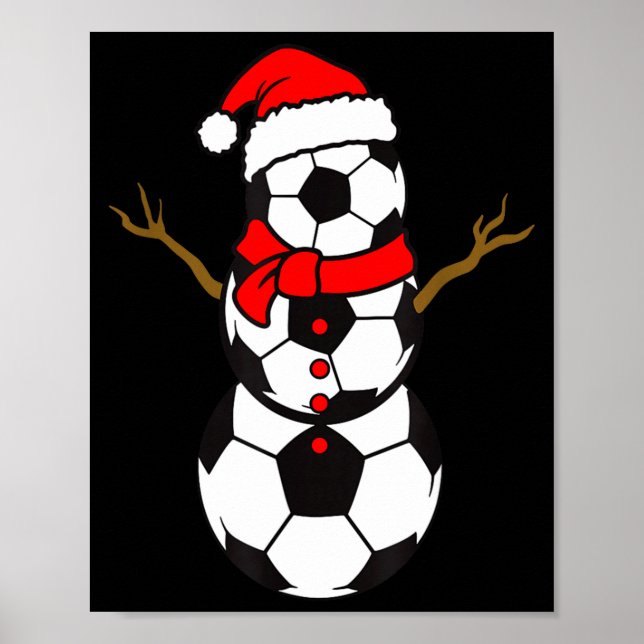 Poster Soccer Santa Hat Snowman Xmas Funny Soccer Lover C (Frente)