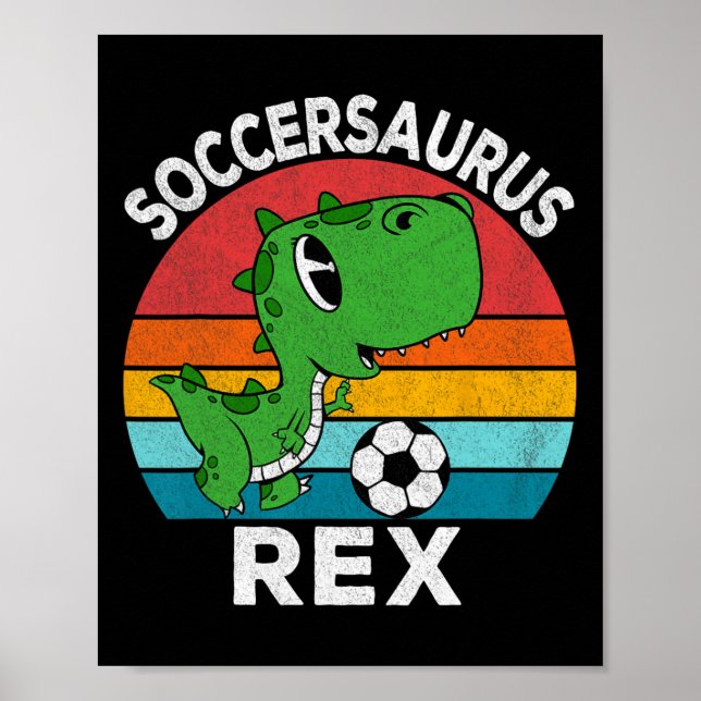 Poster Soccersaurus Rex Dinossauro Futebol Para Meninos C (Frente)