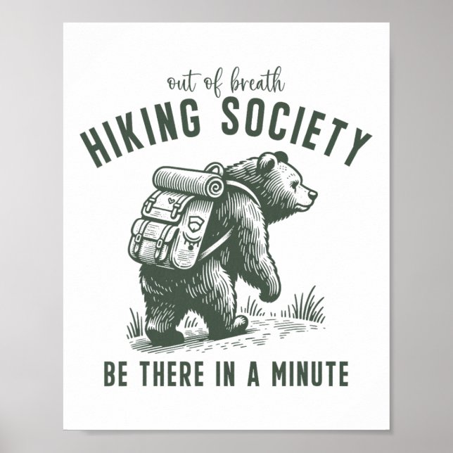 Poster Sociedade de caminhada sem fôlego Urso engraçado a (Frente)