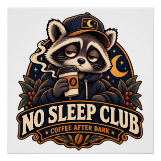Póster Sociedade do Café Mapache Retro