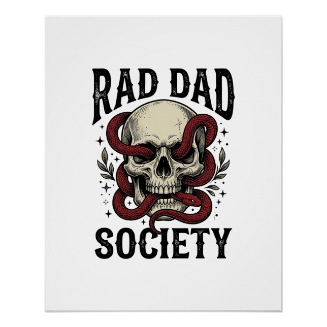 Póster Sociedade Rad Dad Design de Camisa com Caveira e C (Frente)