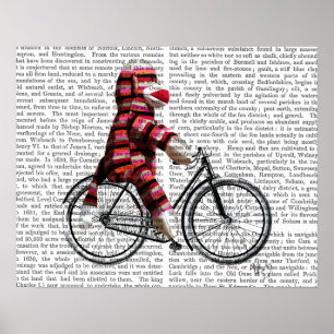 Póster Sock Monkey on Bicycle