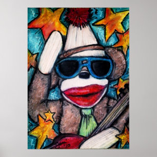 Póster Sock Monkey Rock Star