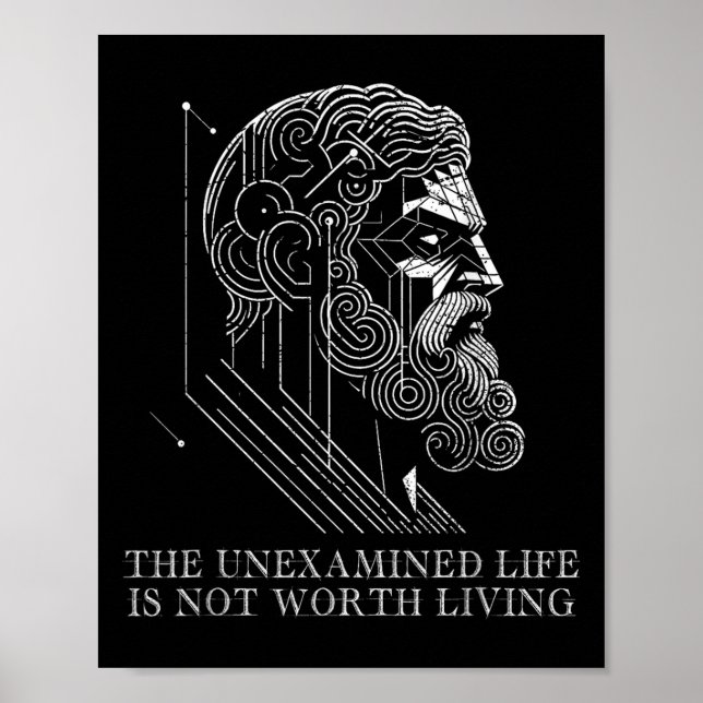 Poster Sócrates Cita Estímulo Dizendo Vida Não Examinada  (Frente)