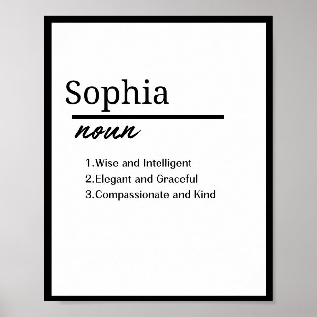 Poster Sofia, Definição de Nome Personalizado de Menina (Frente)