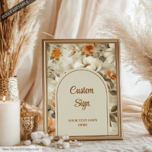 Poster Sofisticado Boho Cobre Marfim Floral Personalizado