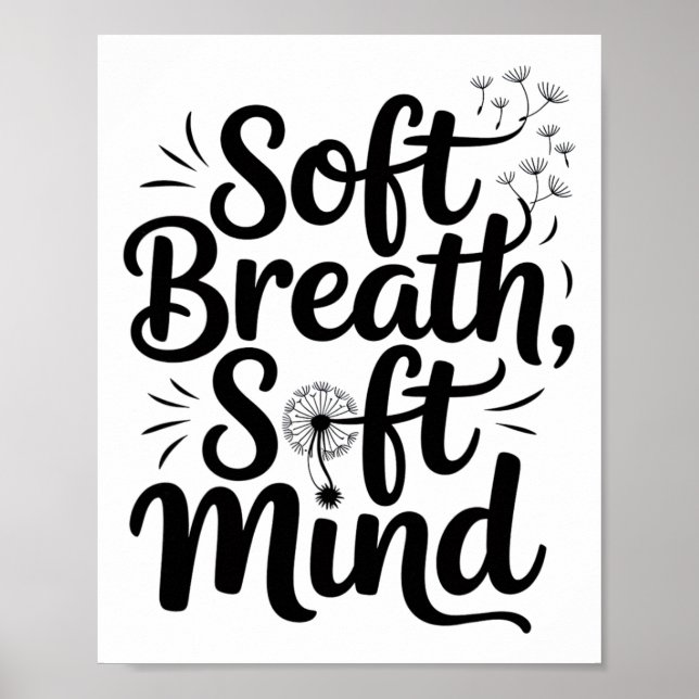 Poster Soft Breath Soft Mind Dandelion Yoga Inspiration A (Frente)