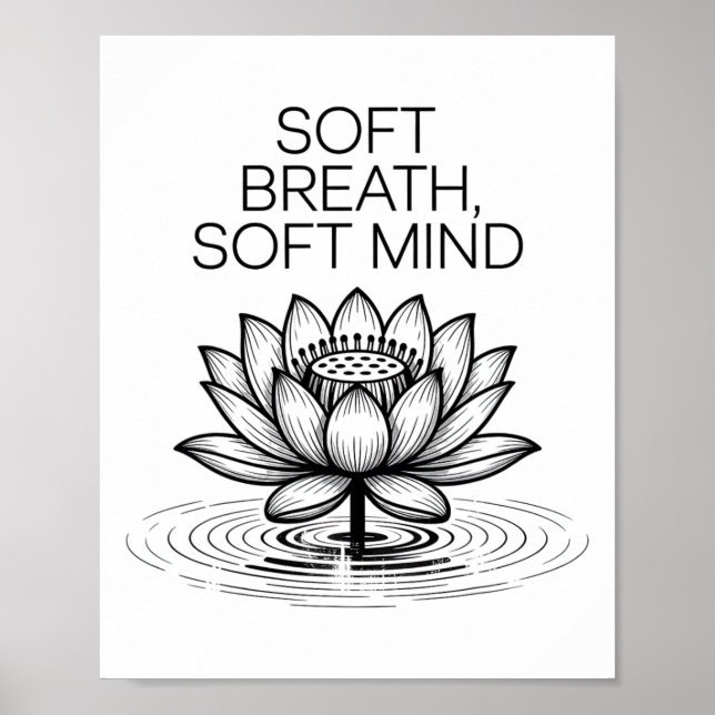Poster Soft Breath Soft Mind Dandelion Yoga Inspiration A (Frente)