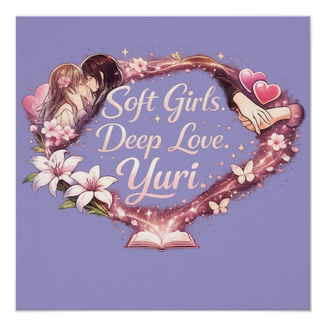 Póster Soft Girls. Deep Love. Yuri. | Romantic GL Anime (Frente)