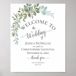 Poster Soft Green Eucalyptus Watercolor Rustic Wedding