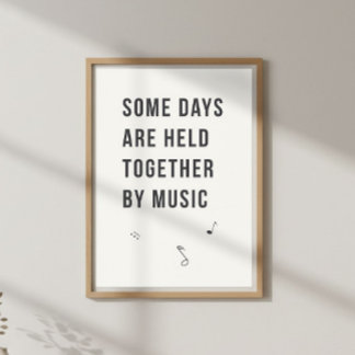 Poster Soft Music Quote. Bedroom Wall