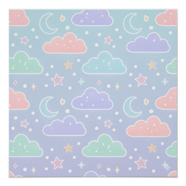 Póster Soft Pastel Cloud Wall Art Poster (Frente)