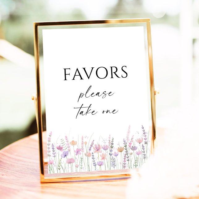 Poster Soft Pastel Floral Wildflower Wedding Favors Sign (Criador carregado)