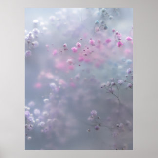 Poster Soft pastel flowers in dreamy blur 