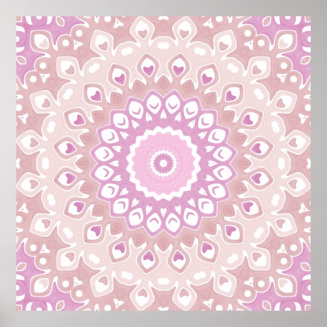 Poster Soft Pink and Blush Mandala Pattern (Frente)