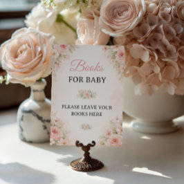Poster Soft Pink Floral Books for Baby Sign