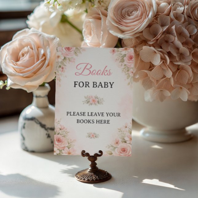 Poster Soft Pink Floral Books for Baby Sign (Criador carregado)