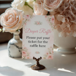 Poster Soft Pink Floral Diaper Raffle Shower Sign