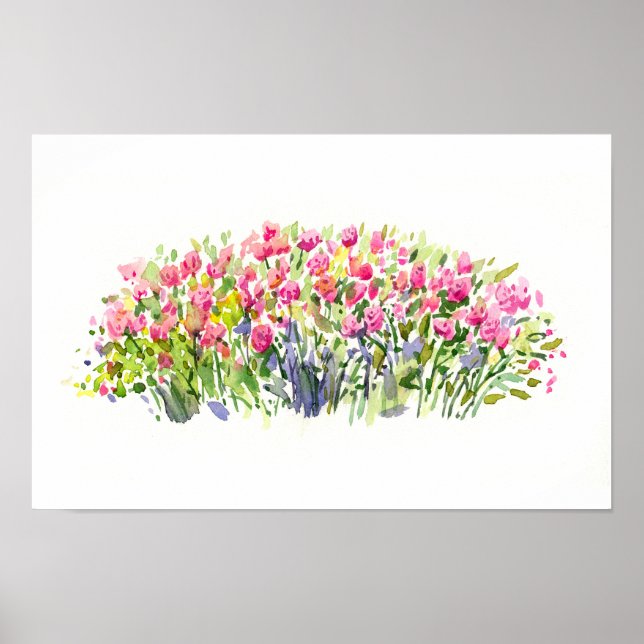 Poster Soft Pink Garden Watercolor – Floral Accent (Frente)