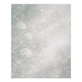Póster Soft sage and frosted white florals AI art 