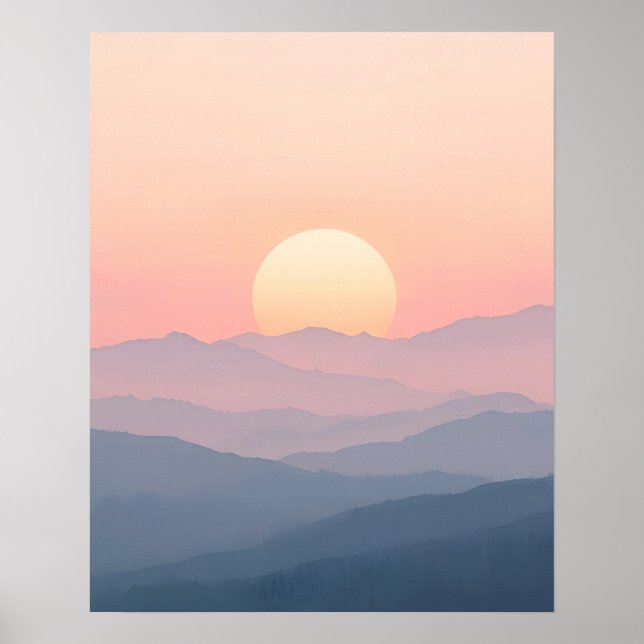 Poster Soft Sunrise Mountain Wall Art (Frente)