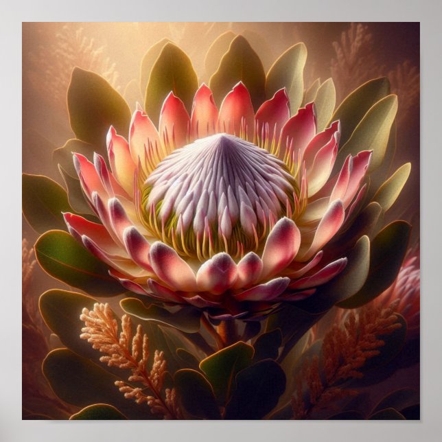 Poster Soft Toned King Protea Bloom in Artistic Natural  (Frente)