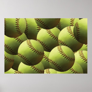 Poster Softball amarelo Fastpitch Multiball