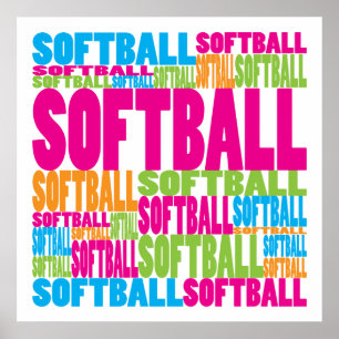 Póster Softball colorido