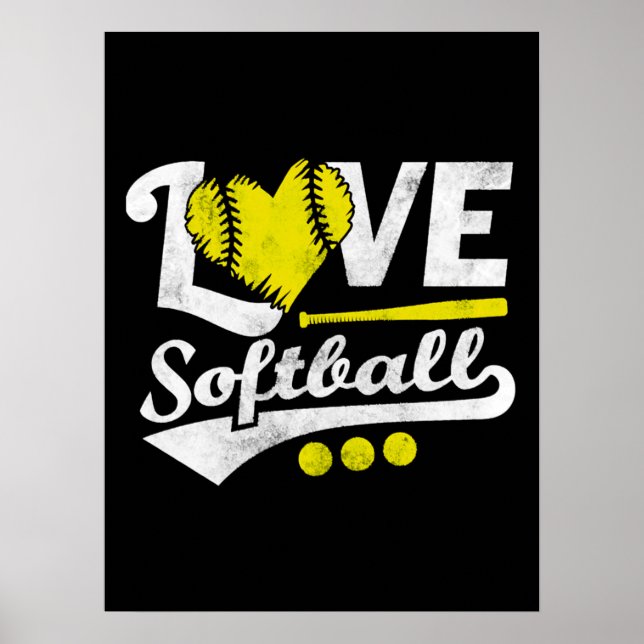 Poster Softball de amor para garotas adolescentes, mulher (Frente)
