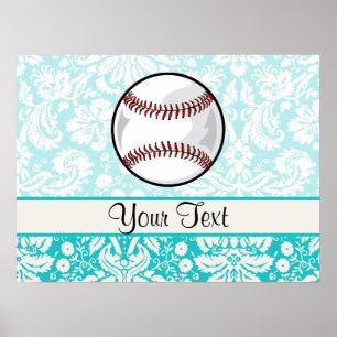 Poster Softball de Cor damasco Teal