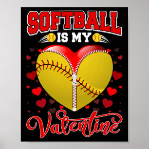Poster Softball É Minha Vala do Coração de Bola de Softba