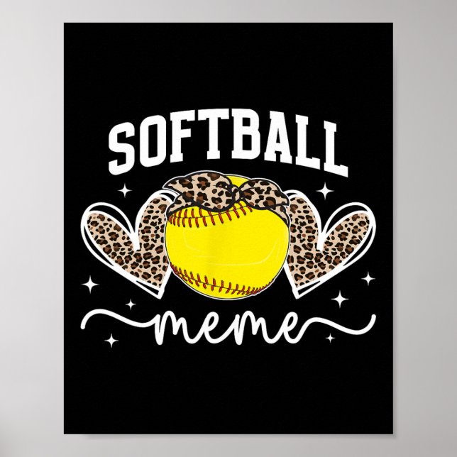 Poster Softball Meme Heart Grandma Meme Of A Softball Pla (Frente)