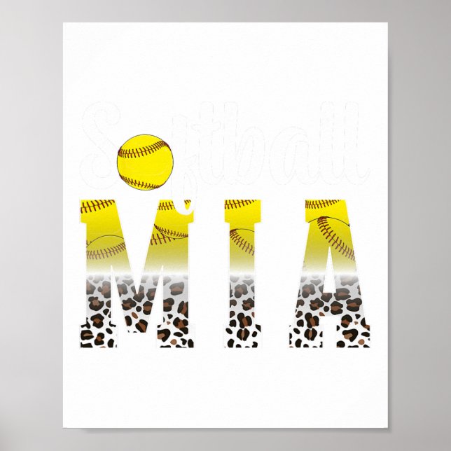 Poster Softball Mia Leopard Grandma Mia Of A Softball Pla (Frente)