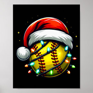 Poster Softbol de Natal Xmas Papai Noel Amante de Softbol