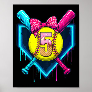 Poster Softll 5 Anos de Idade Sorvete Gotejamento 5º Aniv