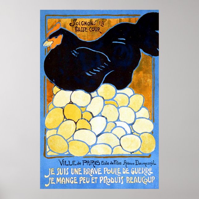 Póster Soignons la basse-cour ~ Vintage French WW1. (Frente)