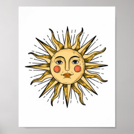Poster Sol amarelo com rosto