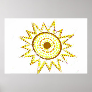 Póster Sol Amarelo em Luzes Grunge