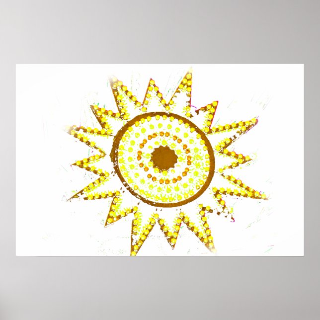 Póster Sol Amarelo em Luzes Grunge (Frente)
