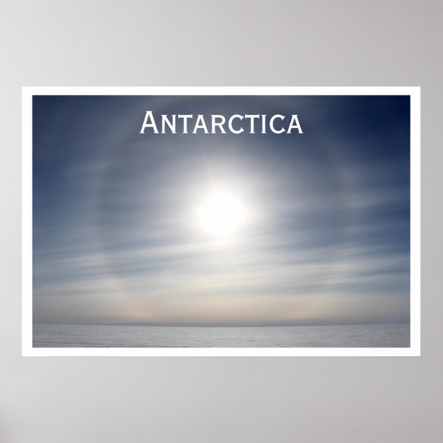 Póster Sol Antártico sobre Horizonte, Domo Simples (Frente)