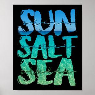Poster Sol Areia Mar Sal Cruzeiro de Praia Verão Férias