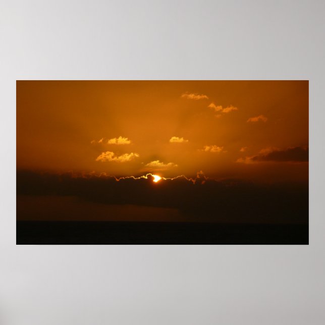 Póster Sol Atrás das Nuvens Foto Laranja Sunset (Frente)