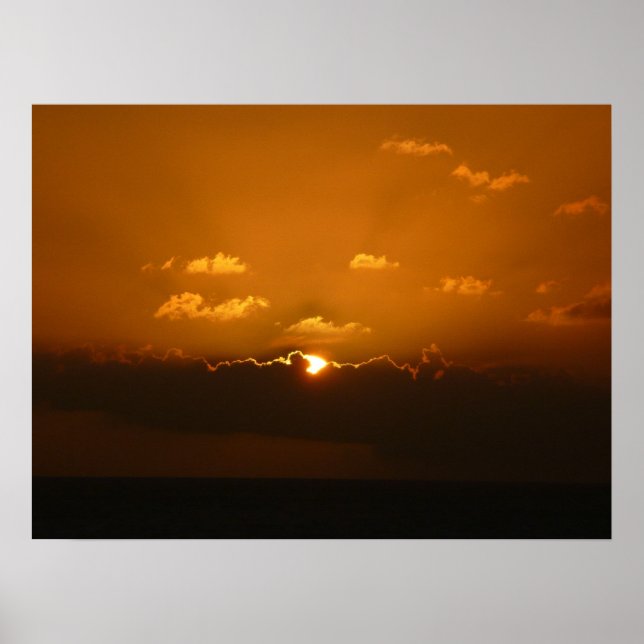 Póster Sol Atrás das Nuvens Foto Laranja Sunset (Frente)