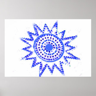 Póster Sol Azul em Luzes Grunge Cutout