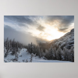 Poster Sol brilhando na incrível paisagem de inverno