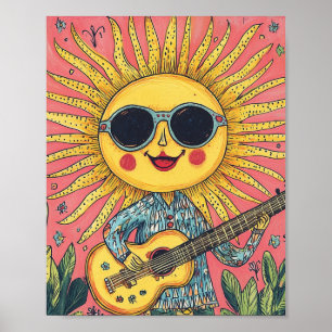 Poster Sol Brilhante Tocando Violão