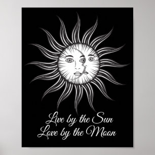 Poster sol celeste lua negra, gráfico simples