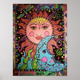 Póster Sol Celestial e Gráfico da Lua