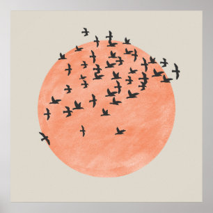 Poster Sol com bando de aves